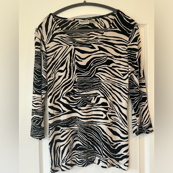 Chico's Tops - EUC Chico's Travelers Zebra Animal Print 3/4 Sleeve
Blouse Size 1